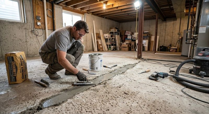 Cracked Basement Floor Repair in Nassau County, FL